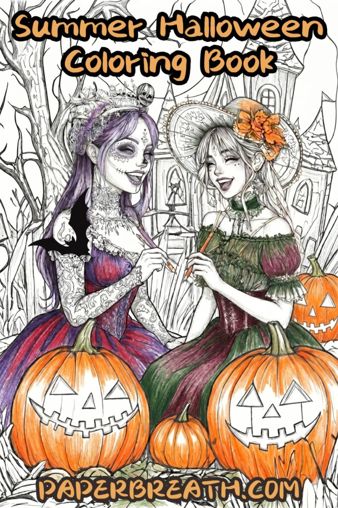 Summer Halloween Coloring Book for Adult at PaperBreath.com