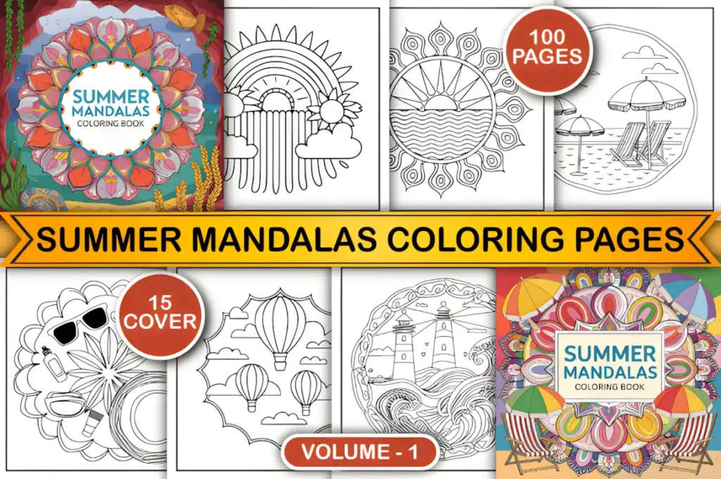 100 Summer Mandalas Coloring Pages V-1