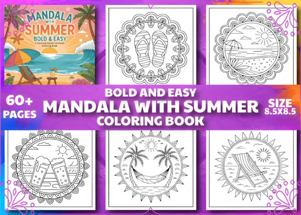 Mandala with Summer Bold and Easy Color
