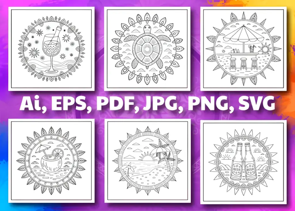 Mandala with Summer Bold and Easy Color