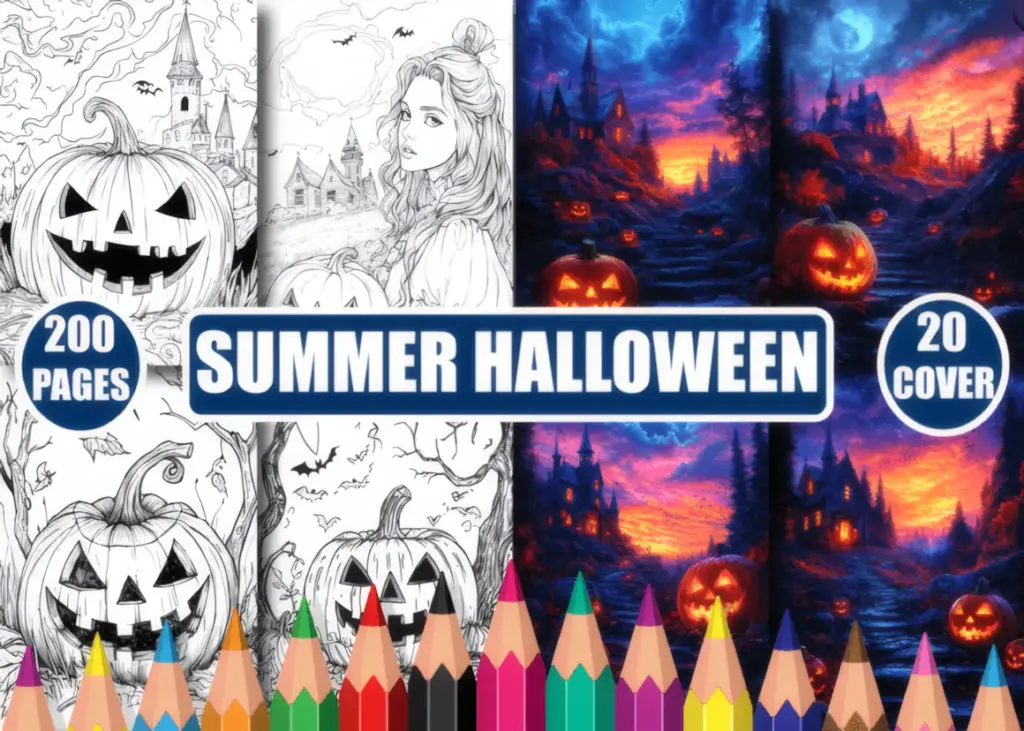 Summer Halloween Coloring Book for Adult
