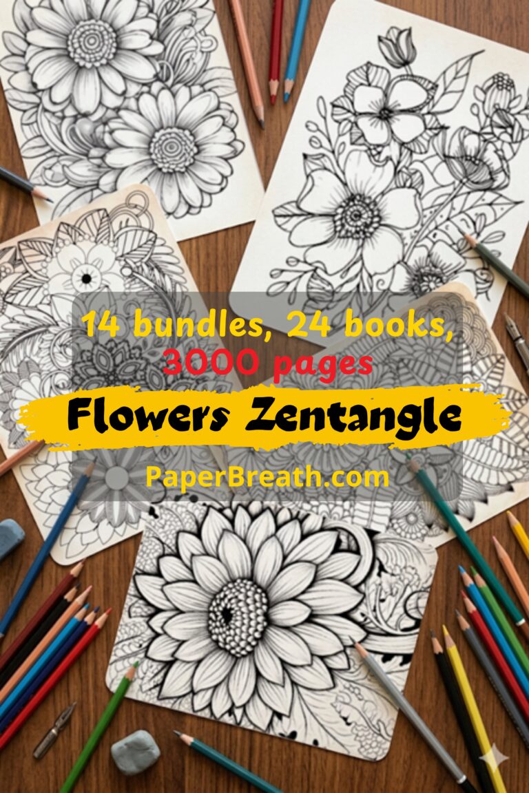 3000 Flowers Zentangle Coloring Pages to Reset Your Mind