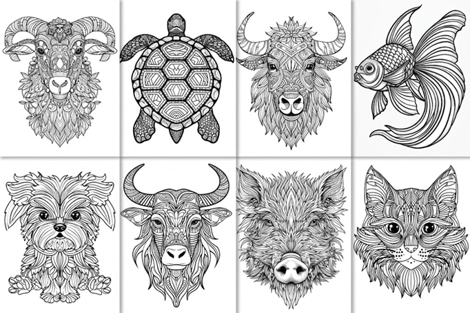 2. Amazing Farm Animal Zentangle Coloring Book