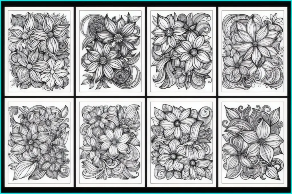 Beautiful Floral Zentangle Pattern Coloring Book with 180 Printable Pages