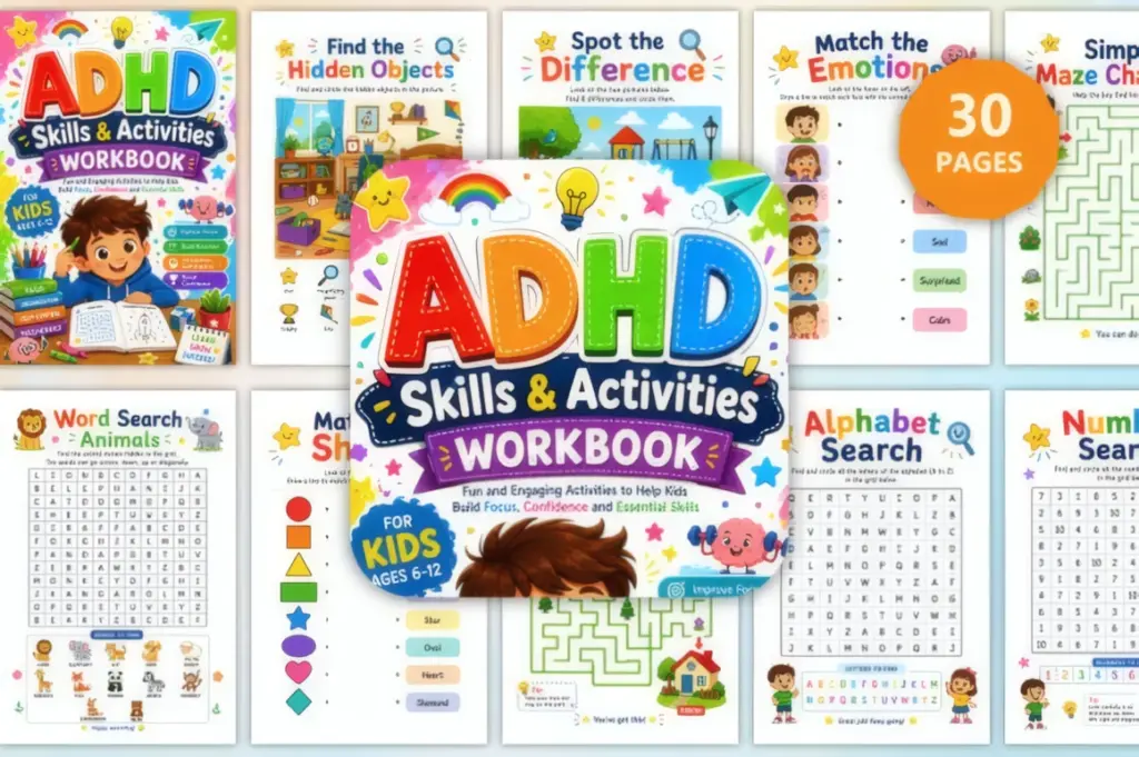 Interactive ADHD Skills & Activities Workbook for Kids