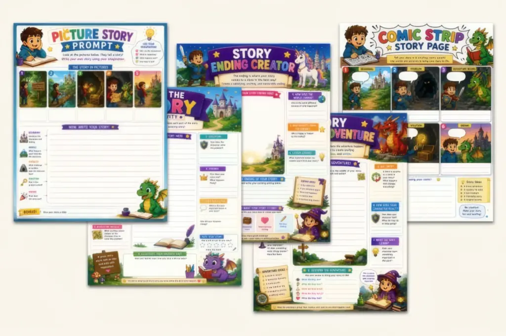 30-Page Storytelling Fun with Creative Worksheets for Kids
