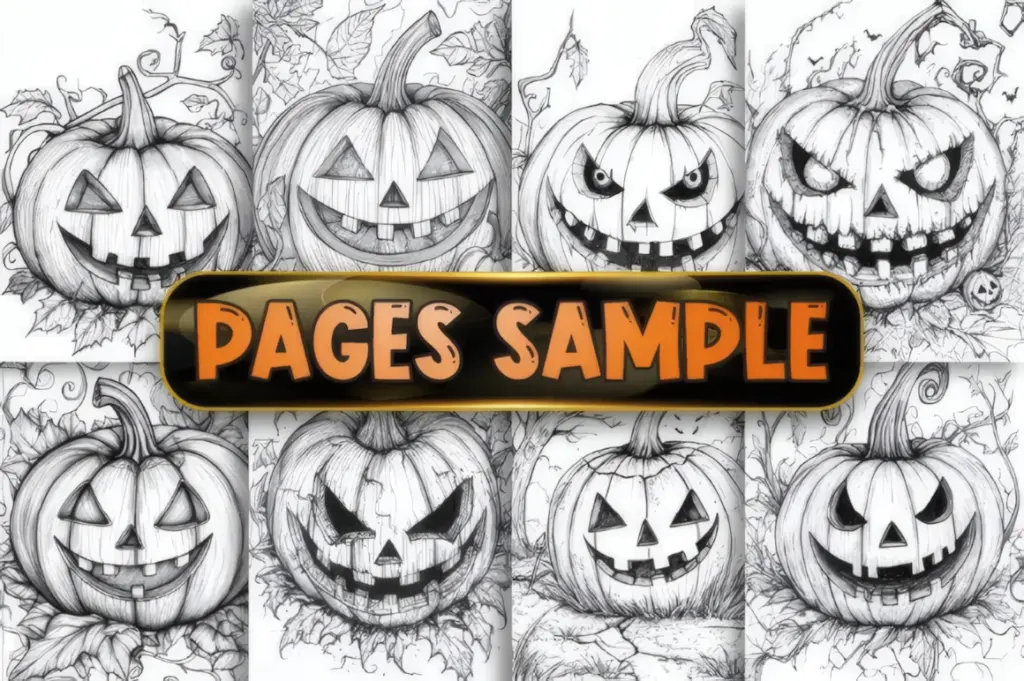 These Halloween Pumpkin Coloring Pages for Adults are detailed enough for slower coloring but still keep the pumpkin as the obvious focal point.