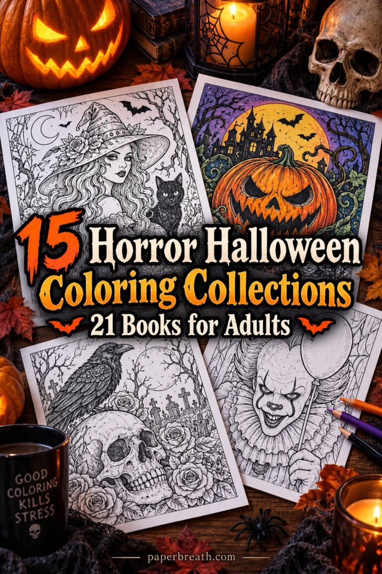 21 Dark Horror Halloween Coloring Books for Adults with 2,963+ Pages