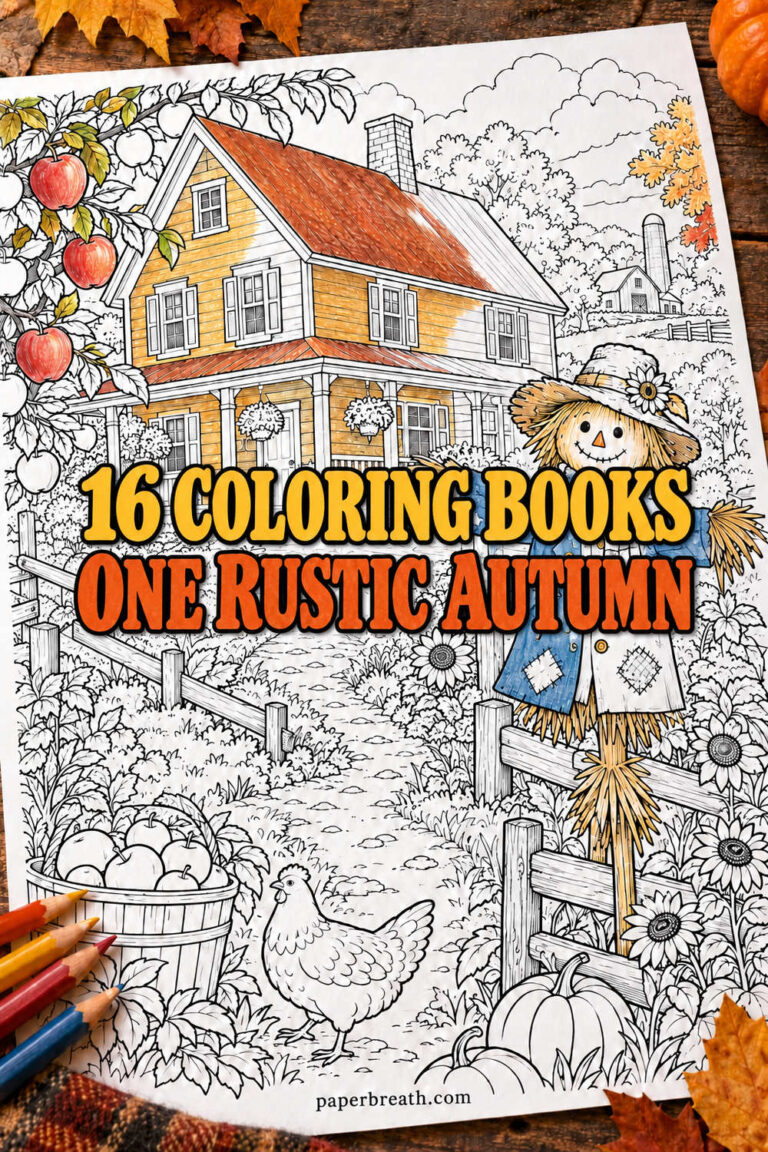 16 Rustic Country Autumn Coloring Books
