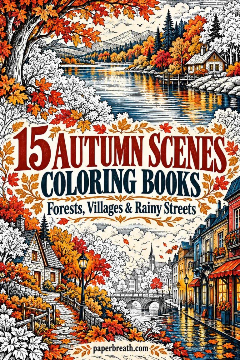 15 Evocative Autumn Scene Coloring Books for Adults